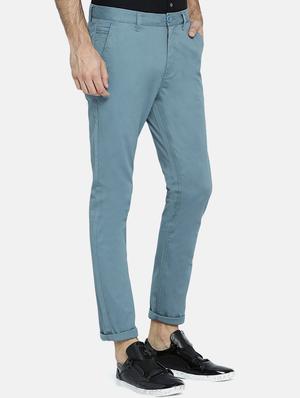 blue solid chinos - 16325710 - Standard Image - 2
