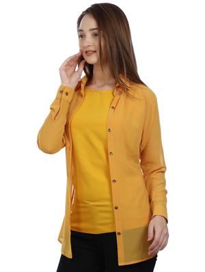 solid sheer shirt with inner - 16326189 - Standard Image - 2