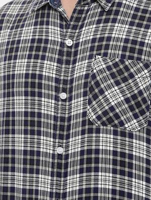 navy blue checkered casual shirt - 16327745 - Standard Image - 5