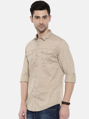 beige printed casual shirt - 16327748 - Standard Image - 2