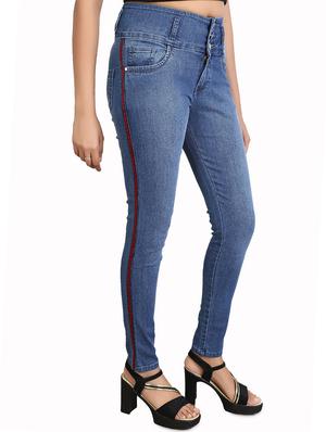 side tape skinny fit jeans - 16327823 - Standard Image - 2