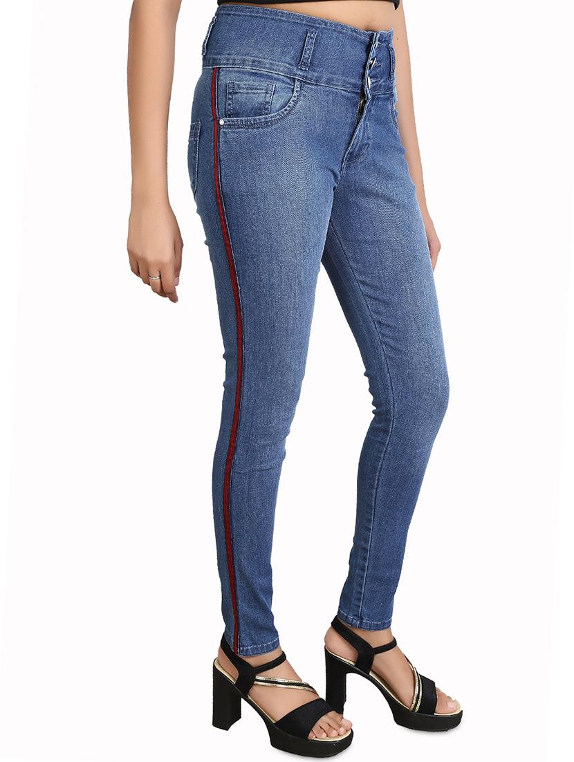 side tape skinny fit jeans - 16327823 - Zoom Image - 2