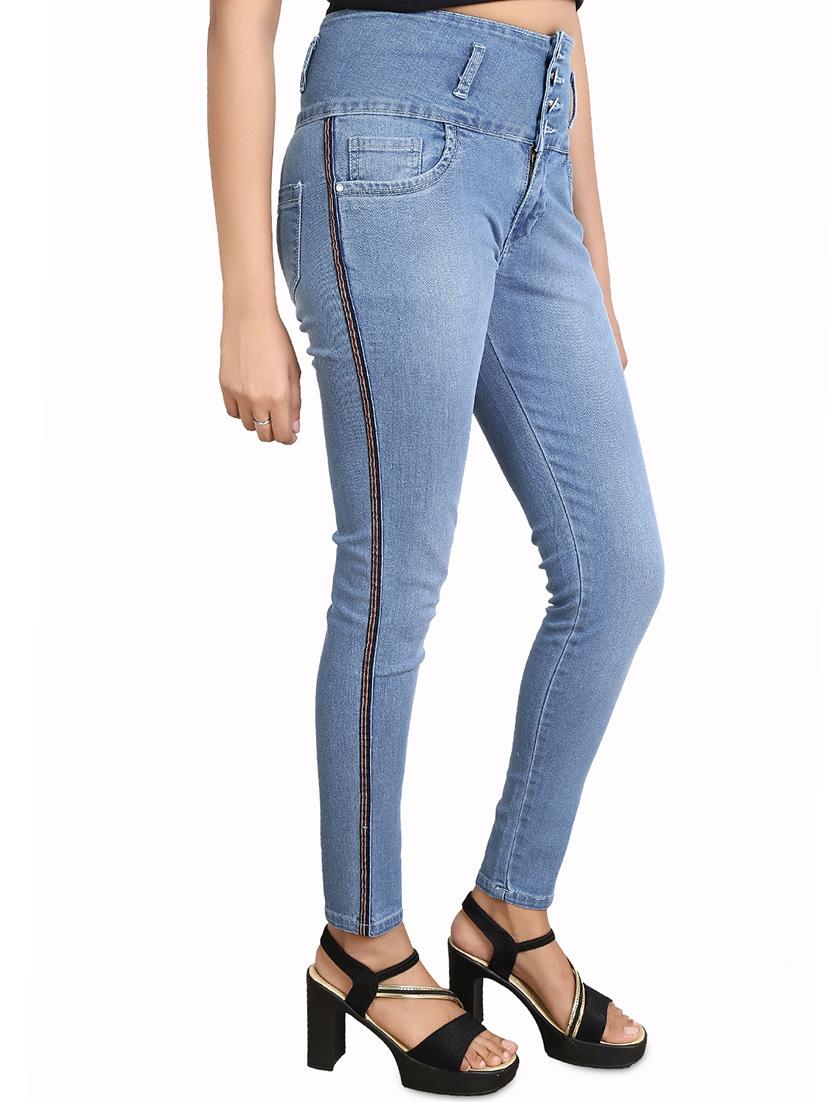 side tape skinny fit jeans - 16327825 - Zoom Image - 2