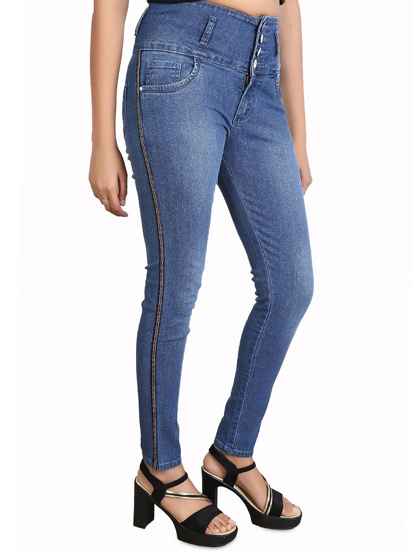 side tape skinny fit jeans - 16327826 - Zoom Image - 2