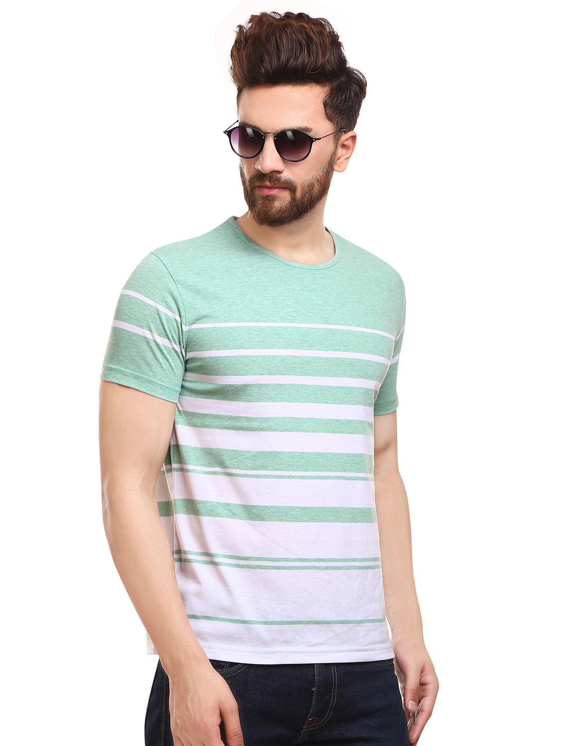 green striped round neck t-shirt - 16328205 - Zoom Image - 2