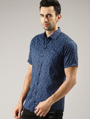 blue floral print casual shirt - 16328489 - Standard Image - 2