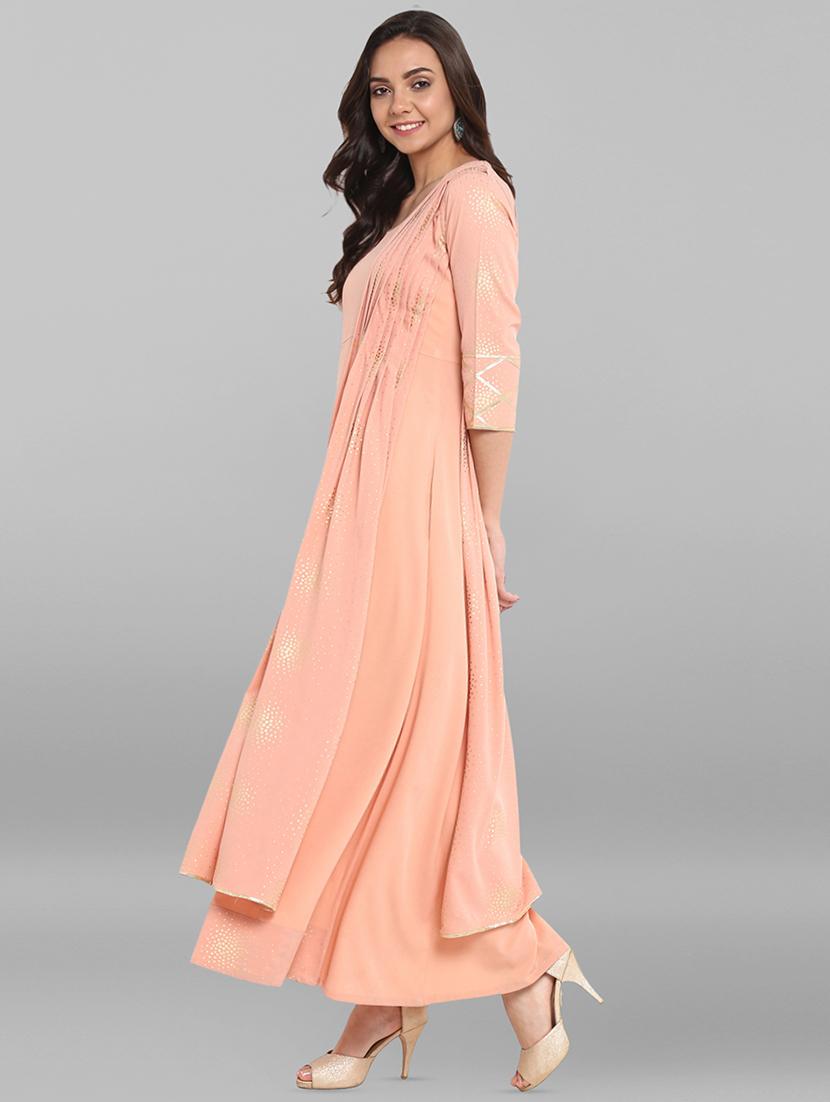 foil printed a-line kurta - 16328760 - Zoom Image - 2