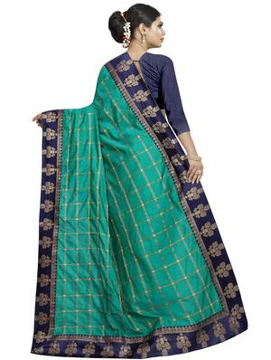checkered zari motif woven saree with blouse - 16329052 - Standard Image - 2