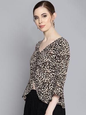 animal print tie front top - 16329100 - Standard Image - 2