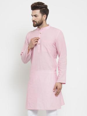 pink solid long kurta - 16329219 - Standard Image - 2