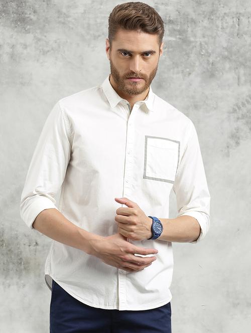 white solid casual shirt - 16329516 - Standard Image - 1