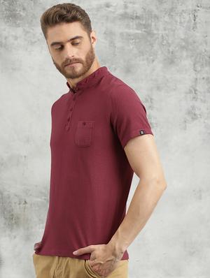 maroon solid collared tshirt - 16329748 - Standard Image - 2