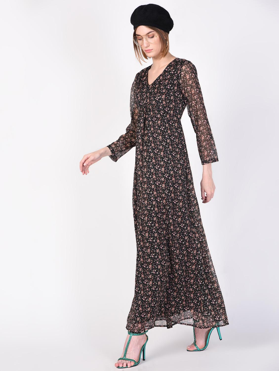 gather detail floral maxi dress - 16329988 - Zoom Image - 2