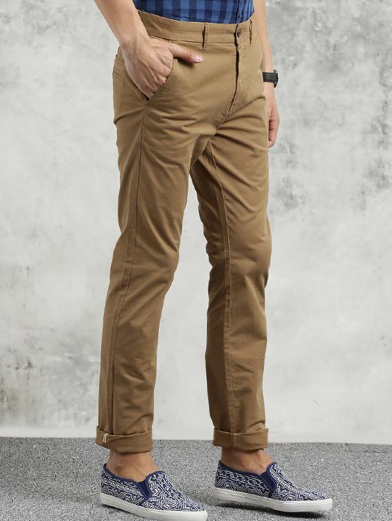 brown solid chinos - 16330090 - Zoom Image - 2
