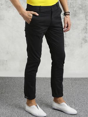 black solid chinos - 16330094 - Standard Image - 2