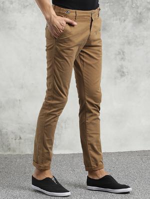brown solid chinos - 16330139 - Standard Image - 2