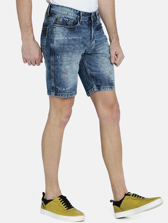 blue washed denim shorts - 16330182 - Zoom Image - 2
