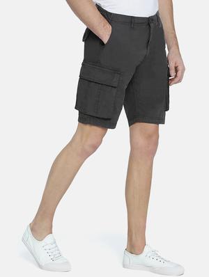 grey solid cargo shorts - 16330189 - Standard Image - 2
