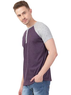 purple color block raglan t-shirt - 16330726 - Standard Image - 2