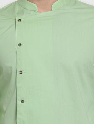 green solid asymmetric kurta - 16332329 - Standard Image - 5