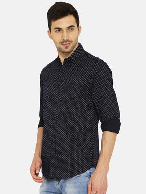 navy blue printed casual shirt - 16332389 - Standard Image - 2