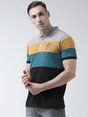 black color block polo t-shirt - 16332601 - Standard Image - 2