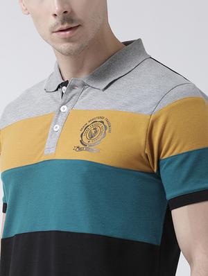 black color block polo t-shirt - 16332601 - Standard Image - 5