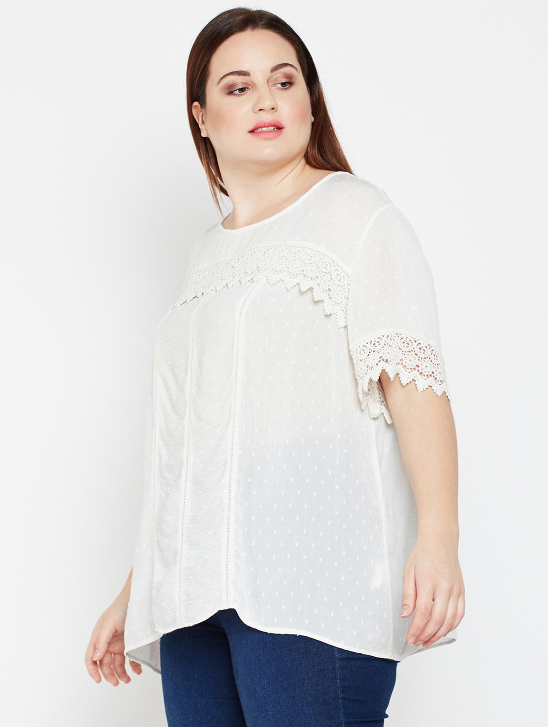 tie back lace detail plus top - 16333042 - Zoom Image - 2