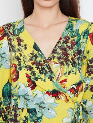 ruffle trim floral wrap top - 16333049 - Standard Image - 5