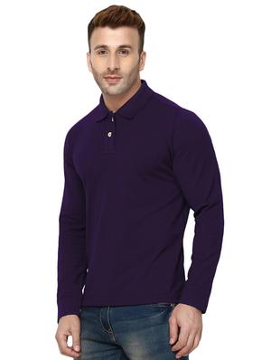 purple solid polo tshirt - 16333367 - Standard Image - 2