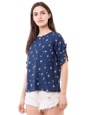 ruffle trim floral top - 16333398 - Standard Image - 2