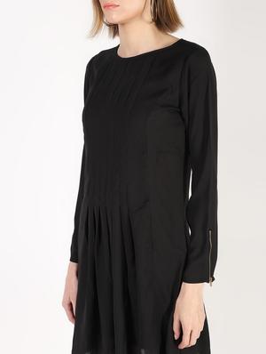 pleated solid shift dress - 16333752 - Standard Image - 5