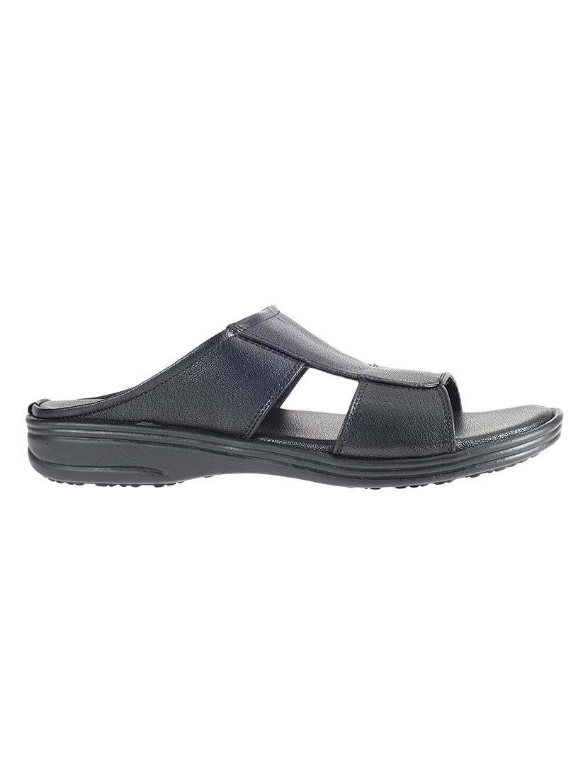 black leatherette slip on sandals - 16334032 - Zoom Image - 2