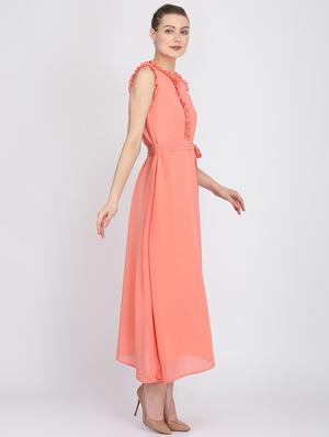 frill detail tie front a-line dress - 16334662 - Standard Image - 2
