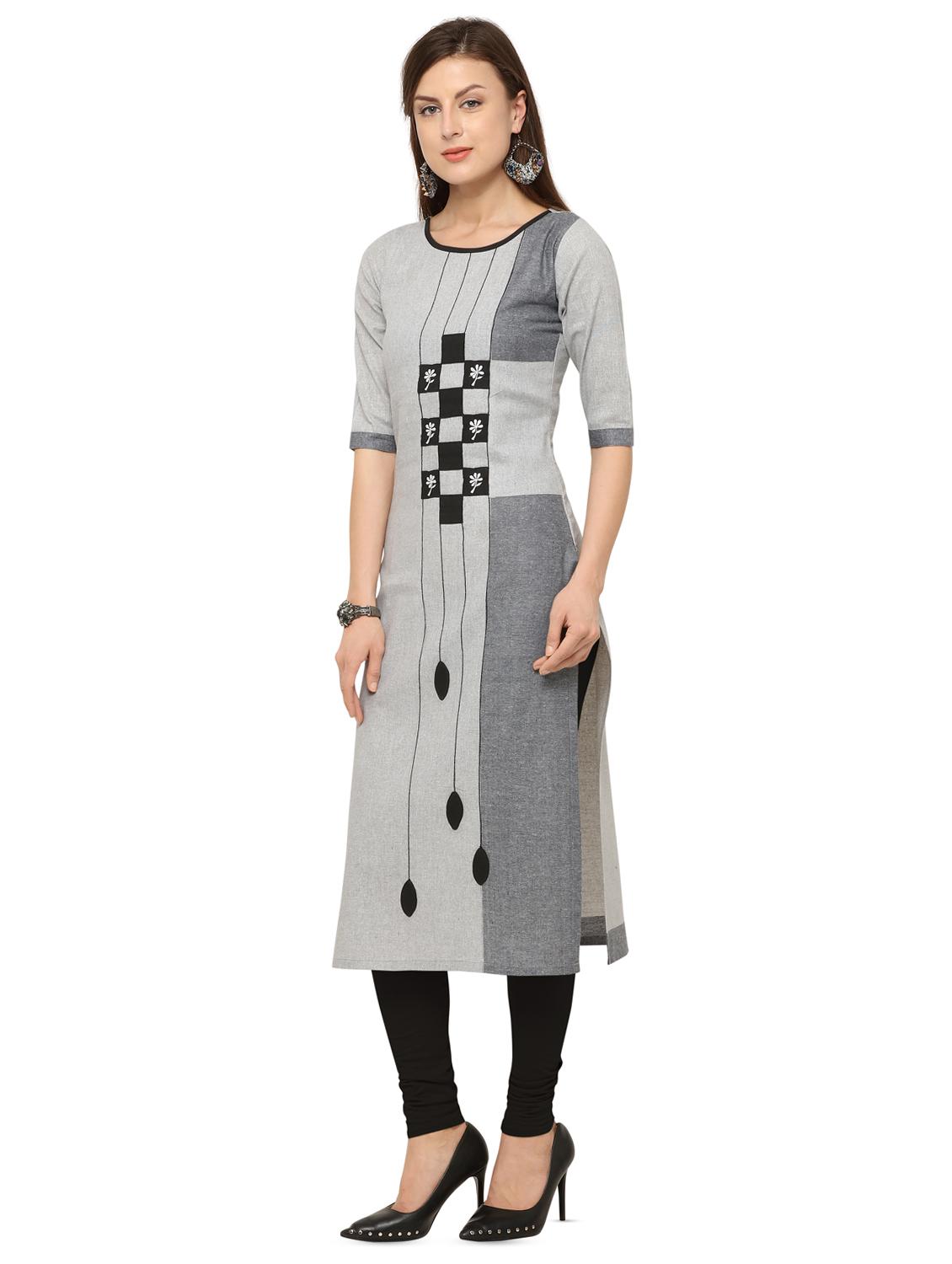 checkered straight kurta - 16334911 - Zoom Image - 2