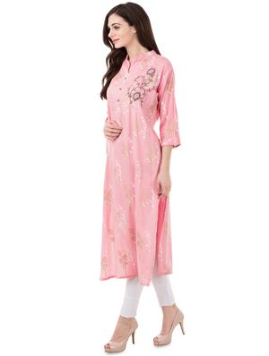 block printed straight kurta - 16335706 - Standard Image - 2