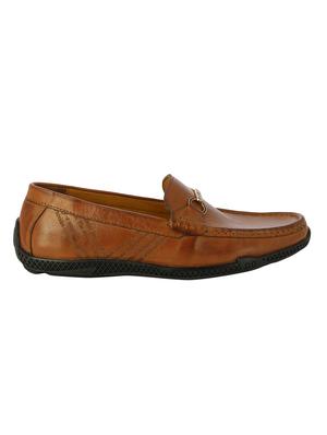 tan leatherette slip on loafers - 16336102 - Standard Image - 2