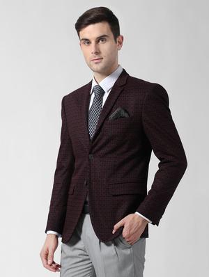 red printed single breasted casual blazer - 16336157 - Standard Image - 2