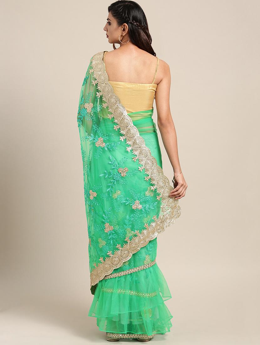 pastel embroidered ruffle saree with blouse - 16336426 - Zoom Image - 2