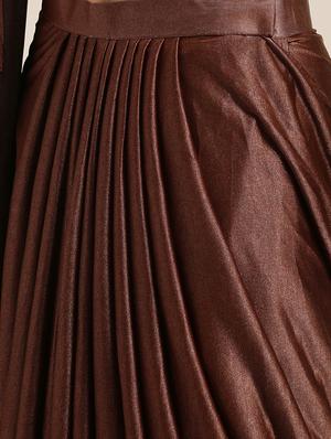 solid drape fusion saree with blouse - 16336435 - Standard Image - 5