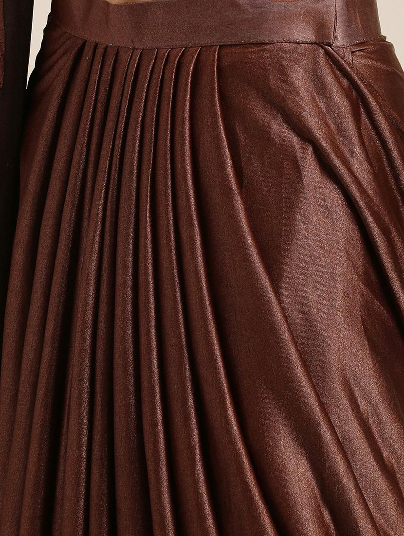 solid drape fusion saree with blouse - 16336435 - Zoom Image - 5