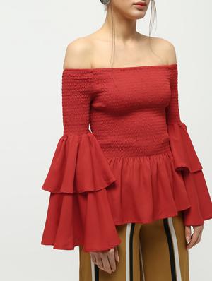 smock detail bell sleeved top - 16336463 - Standard Image - 5