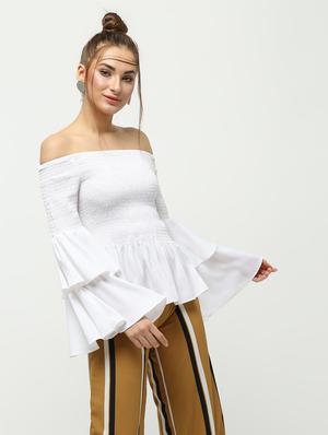 smock detail bell sleeved top - 16336464 - Standard Image - 2