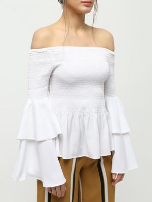 smock detail bell sleeved top - 16336464 - Standard Image - 5