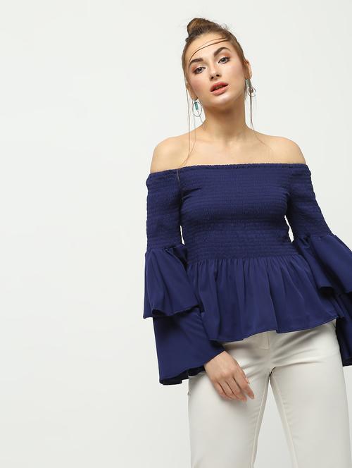 smock detail bell sleeved top - 16336466 - Standard Image - 1