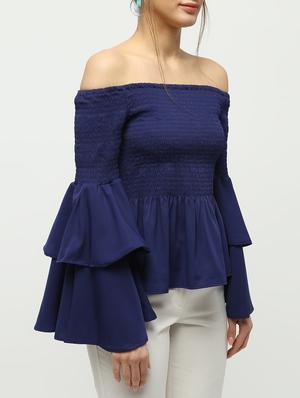 smock detail bell sleeved top - 16336466 - Standard Image - 5