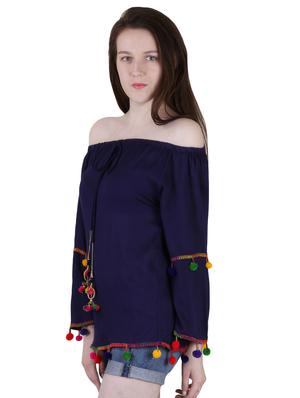 off shoulder pom-pom detail top - 16336717 - Standard Image - 2