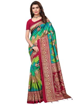 multicolor set of 2 printed saree combo with blouse - 16336989 - Standard Image - 2