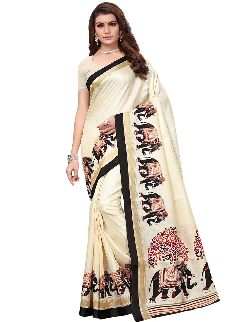 multicolor set of 2 printed saree combo with blouse - 16336991 - Zoom Image - 2