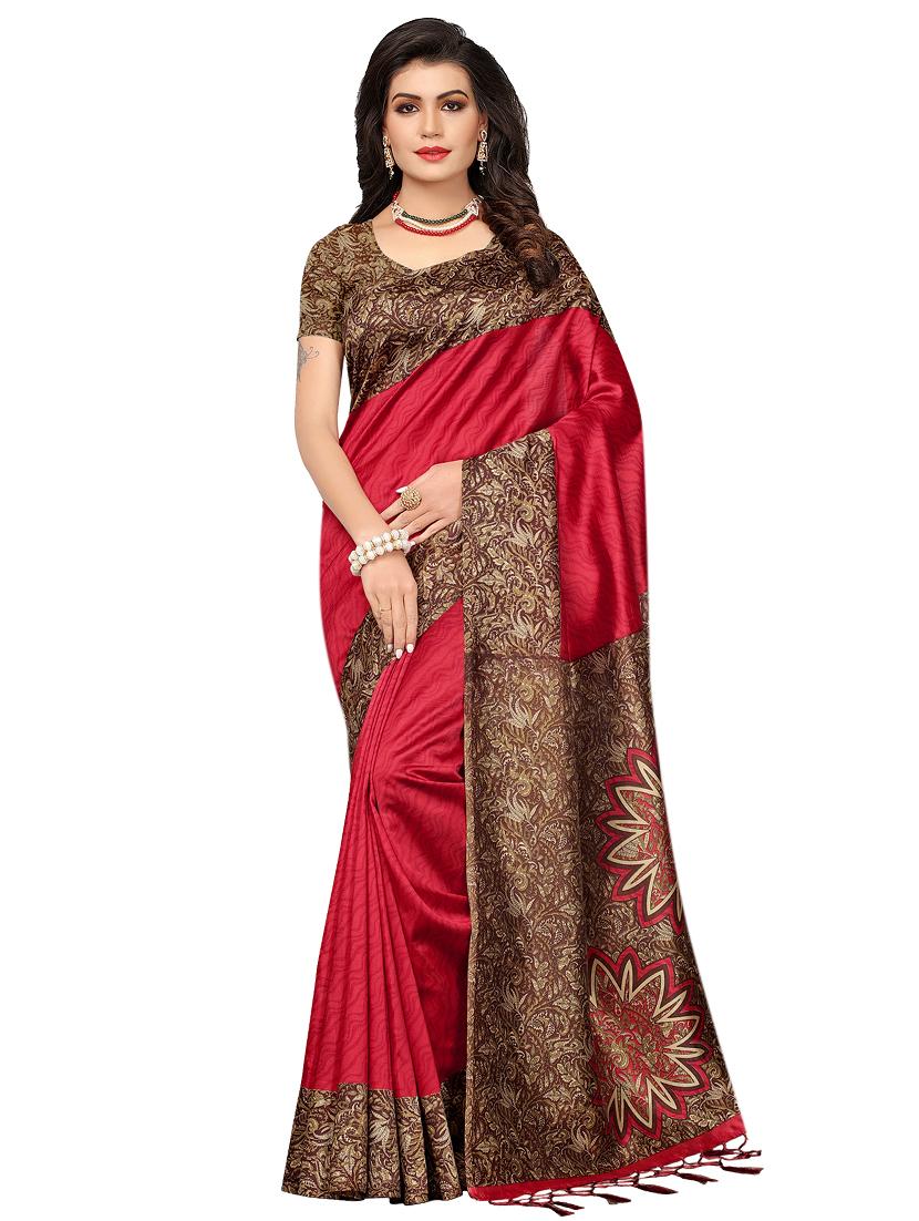 multicolor set of 2 printed saree combo with blouse - 16336997 - Zoom Image - 2